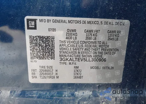 2020 GMC Terrain Awd Sle из США, поврежденный, VIN 3GKALTEV5LL300906